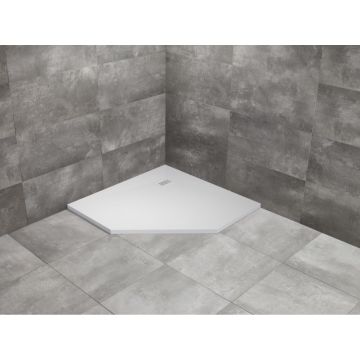 Radaway Kyntos PT Brodzik konglomeratowy 100 x 100 cm, pięciokątny biały