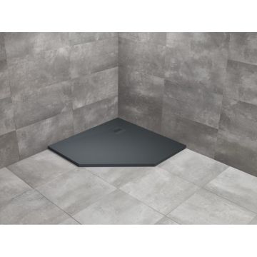 Radaway Kyntos PT Brodzik konglomeratowy 100 x 100 cm, pięciokątny czarny